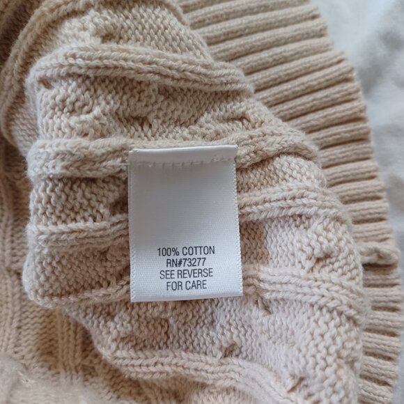 Croft & Barrow Beige Cable Knit Crew Neck Long Sleeve Sweater 100% Cotton Medium - Picture 7 of 13